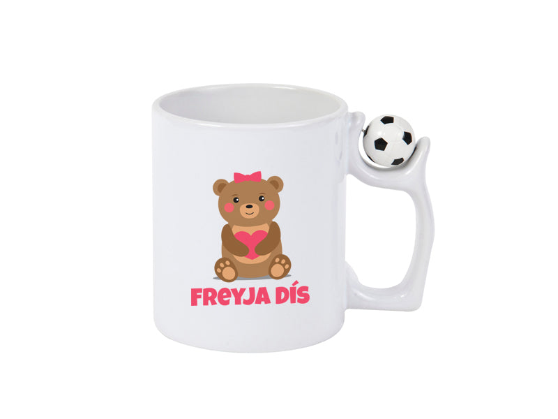 Fótboltabolli með hjarta bangsa og nafni barnsins