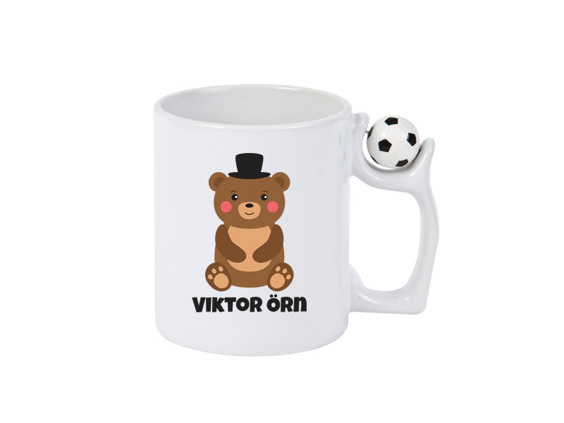 Fótboltabolli með bangsa pabba og nafni barnsins