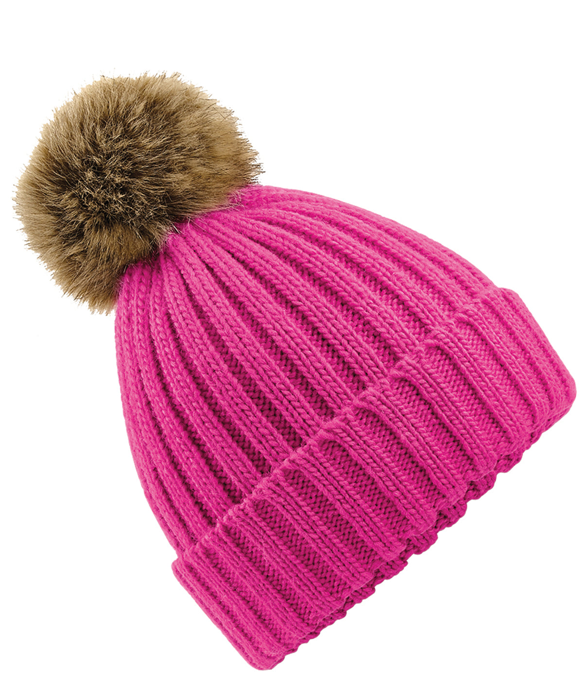 Húfur - Fur Pop Pom Chunky Beanie