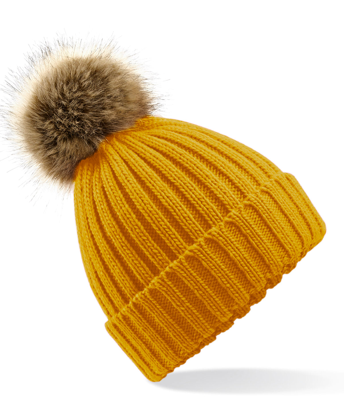 Húfur - Fur Pop Pom Chunky Beanie
