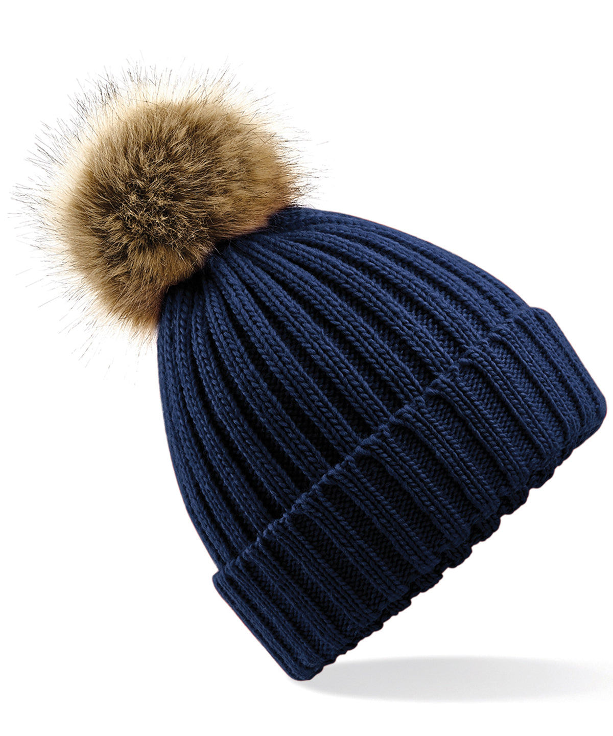 Húfur - Fur Pop Pom Chunky Beanie
