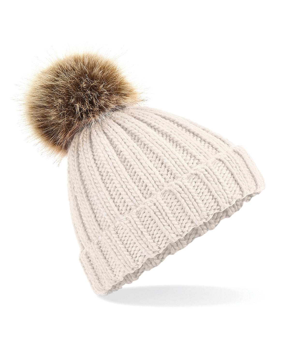 Húfur - Fur Pop Pom Chunky Beanie