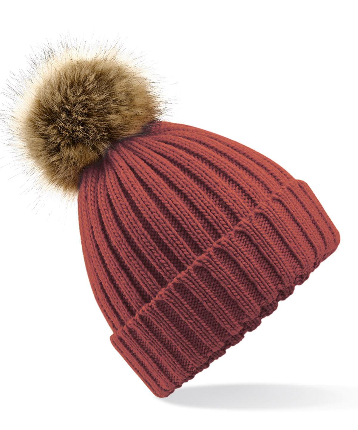 Húfur - Fur Pop Pom Chunky Beanie