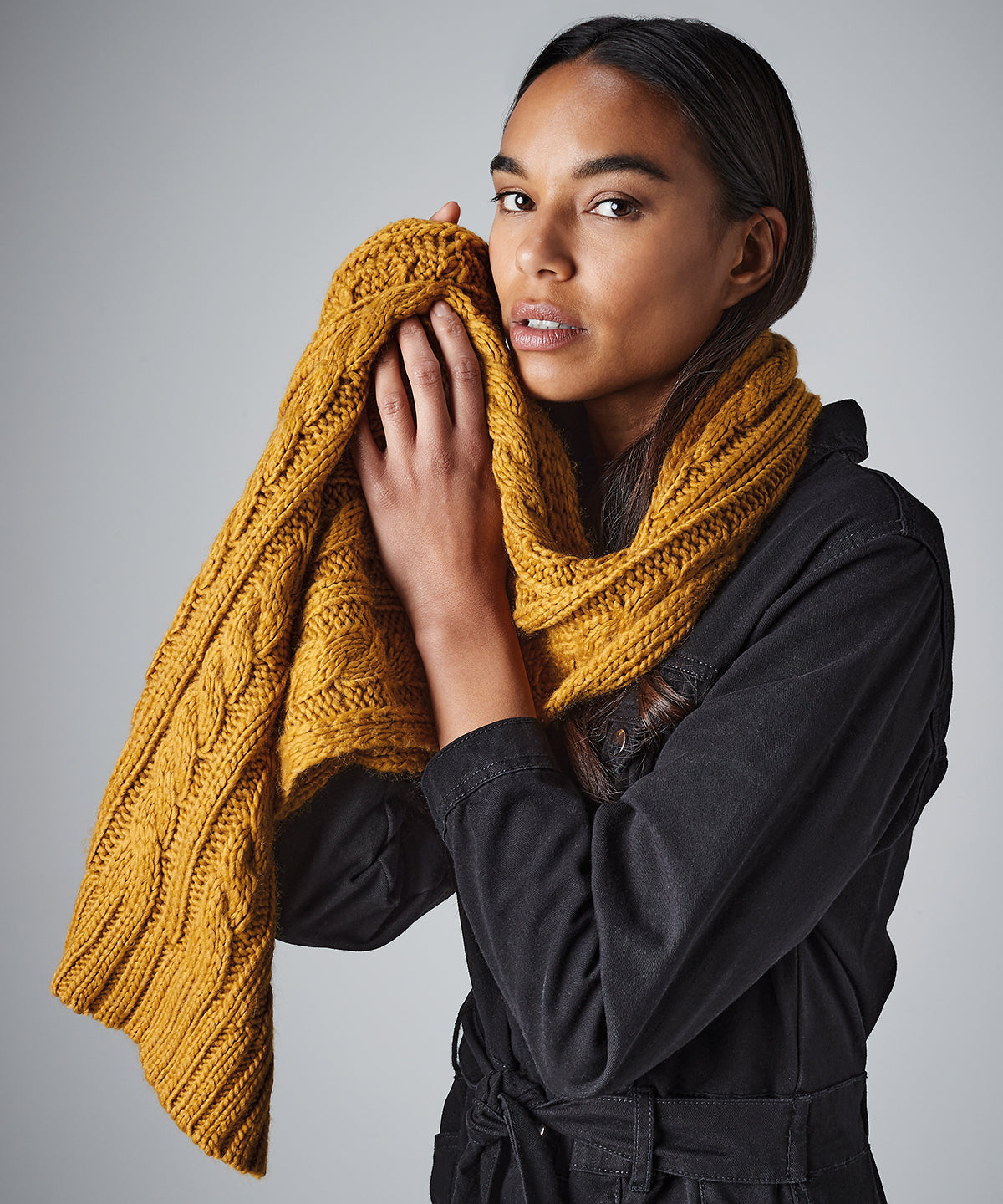 Klútar - Cable Knit Melange Scarf