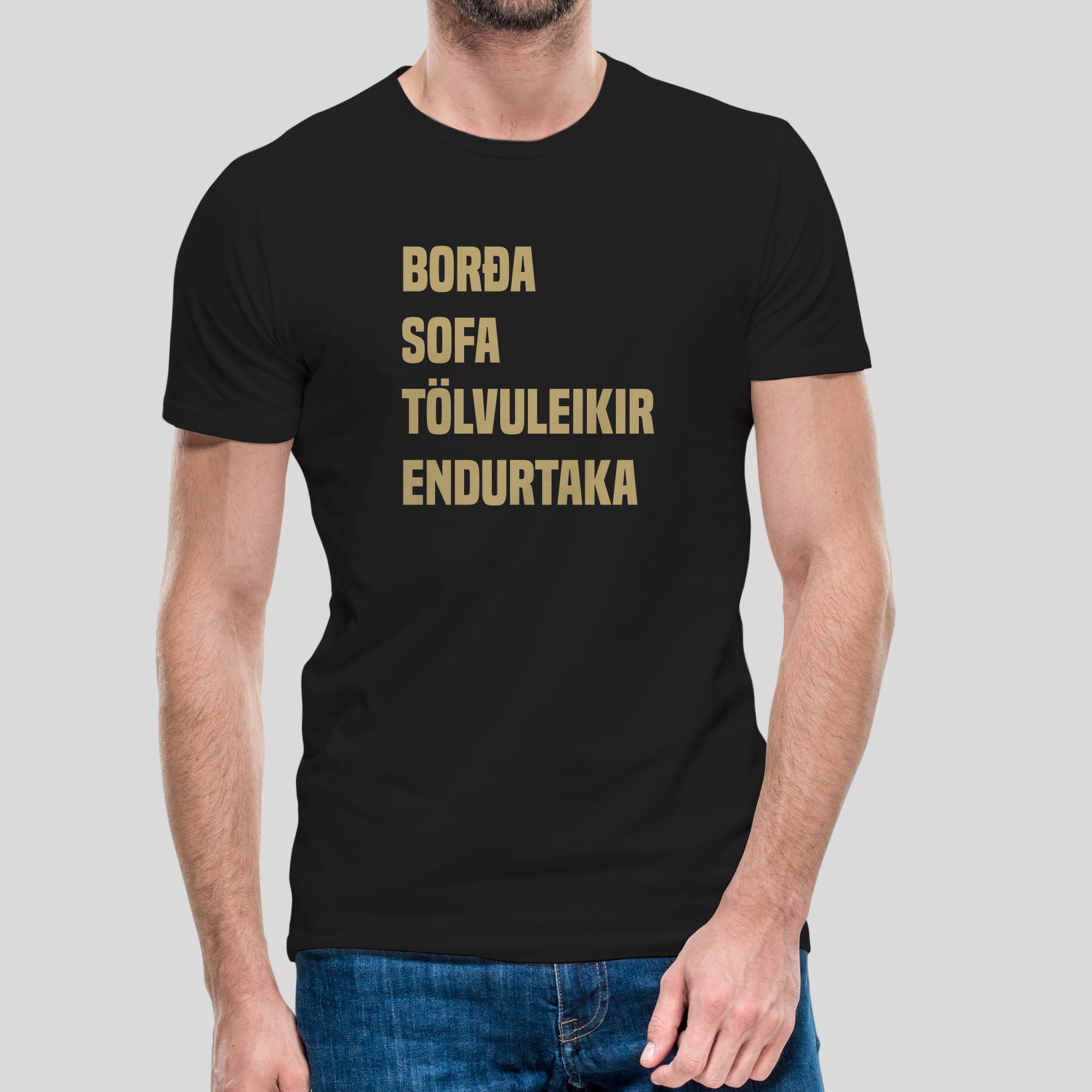 BORÐA SOFA TÖLVULEIKIR ENDURTAKA - Svartur bolur