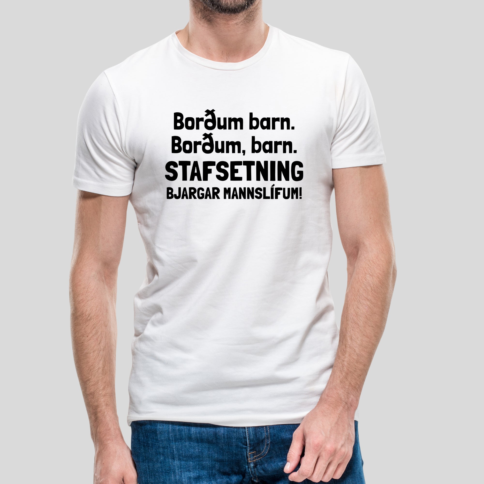 Borðum, barn- Hvítur bolur
