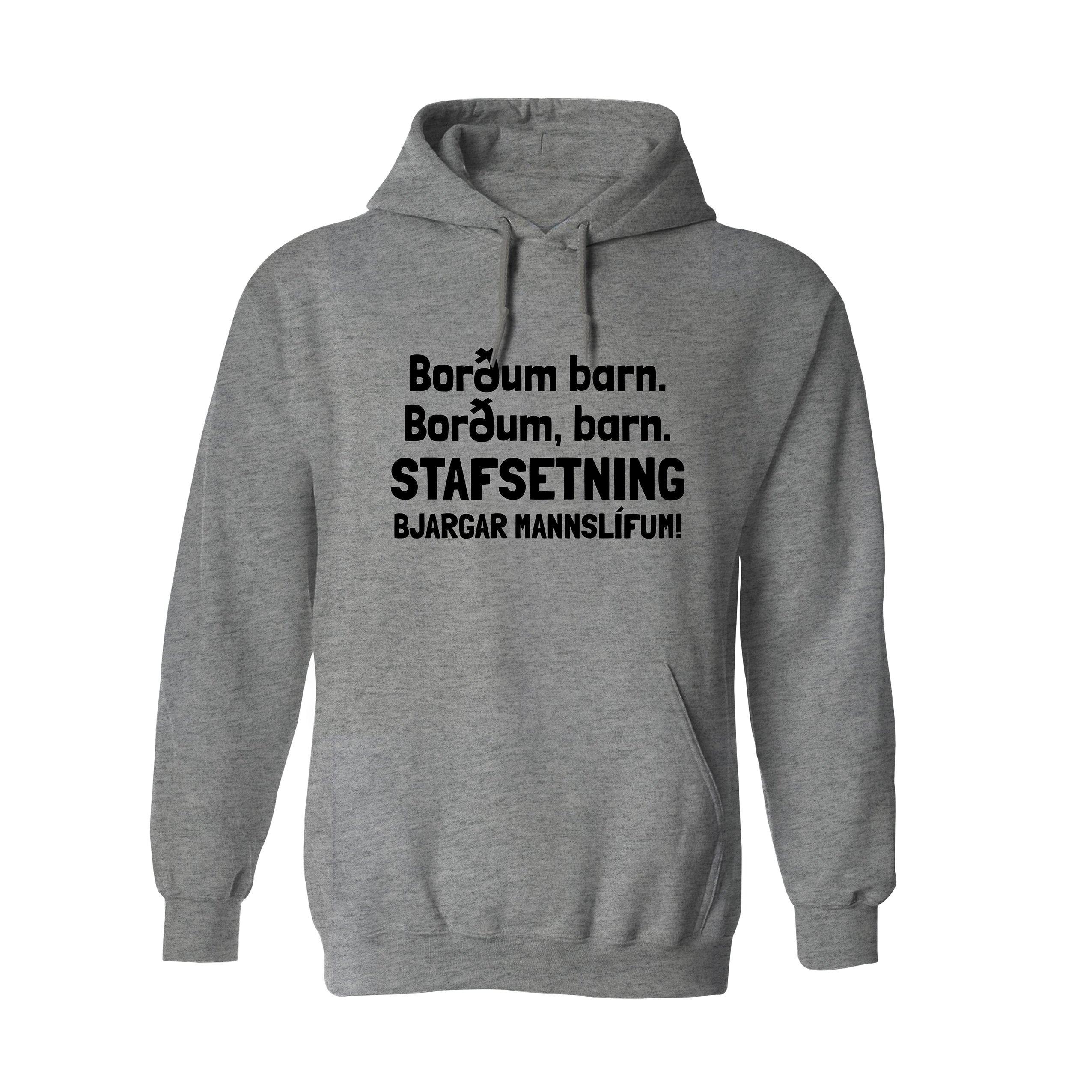 BORÐUM, BARN - Hettupeysa - Grá