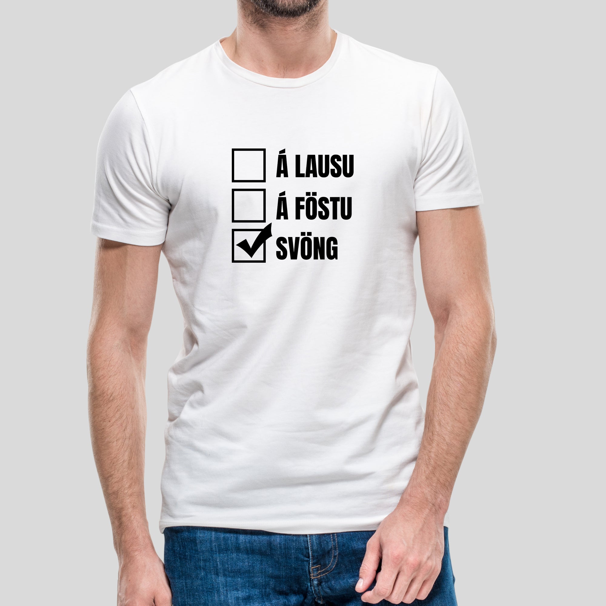 Á LAUSUÁ FÖSTU SVÖNG - Hvítur bolur