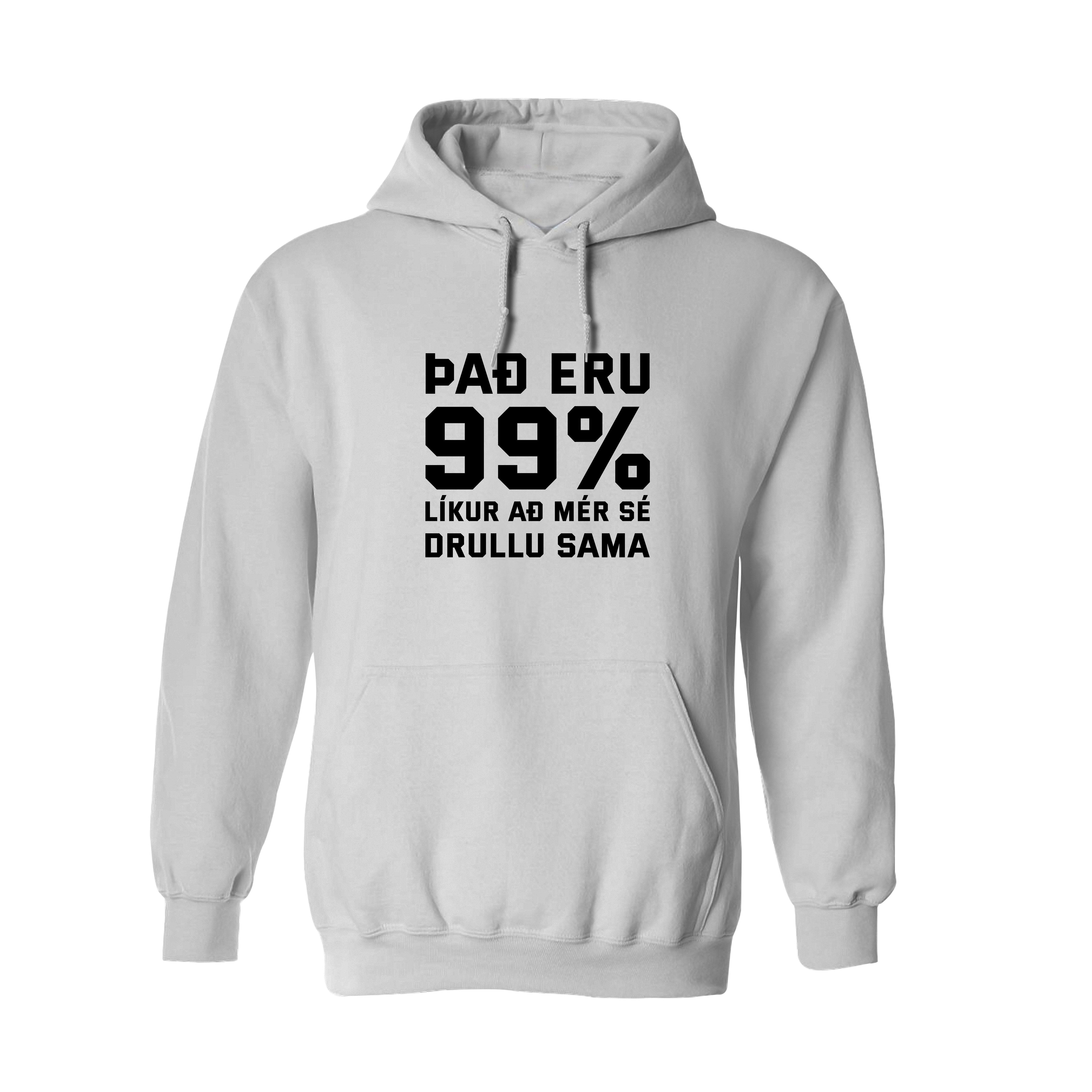 ÞAÐ ERU 99 - Hettupeysa - Hvít