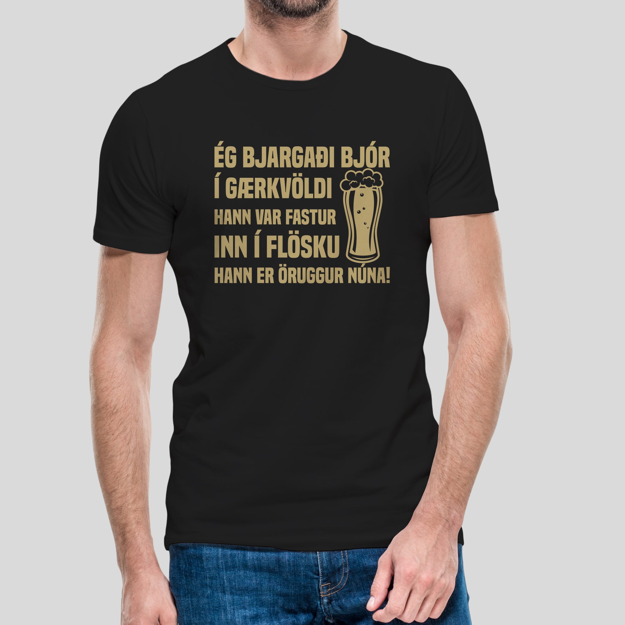 ÉG BJARGAÐI BJÓR Í GÆRKVÖLDI - Svartur bolur