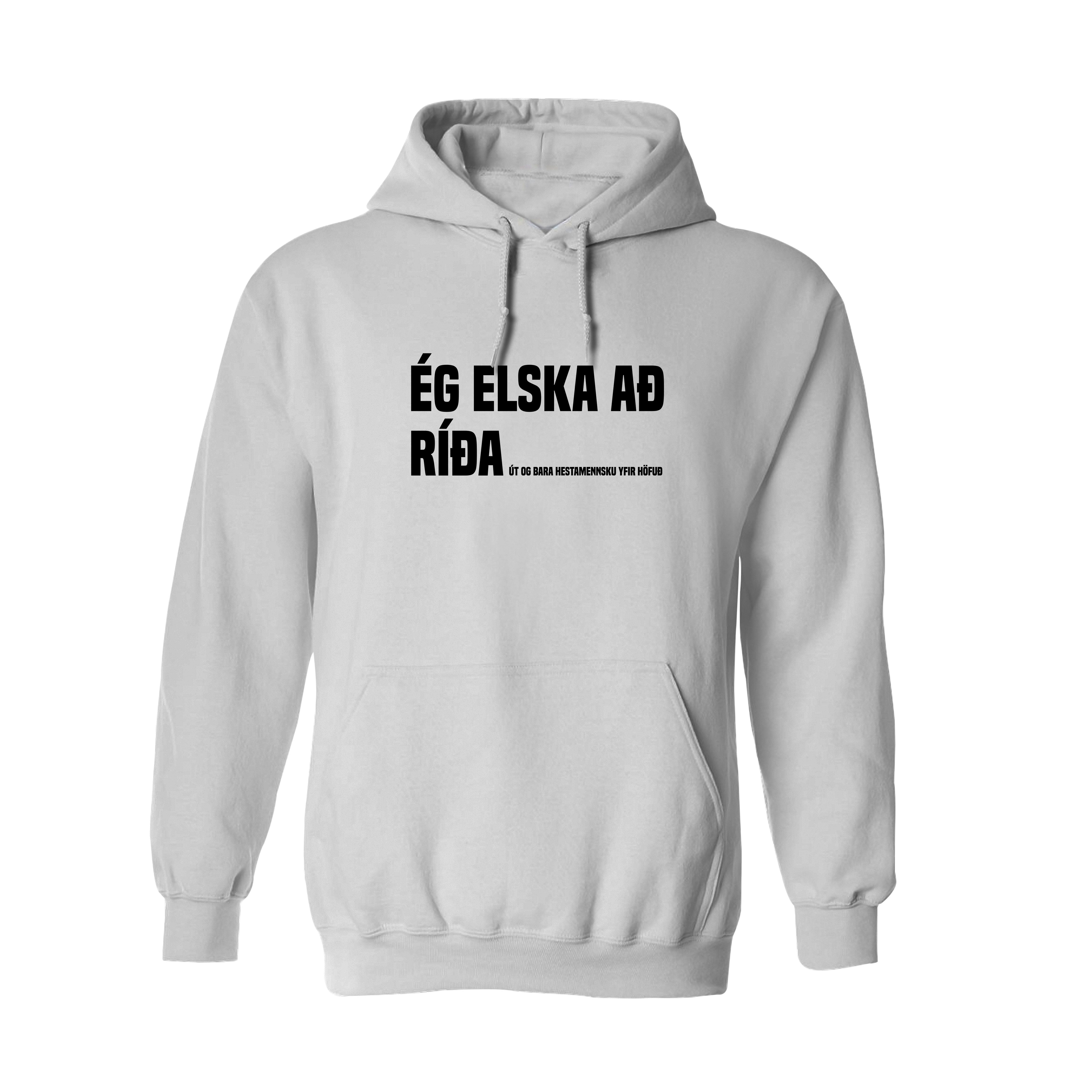 ÉG ELSKA AÐ RÍÐA - Hettupeysa - Hvít