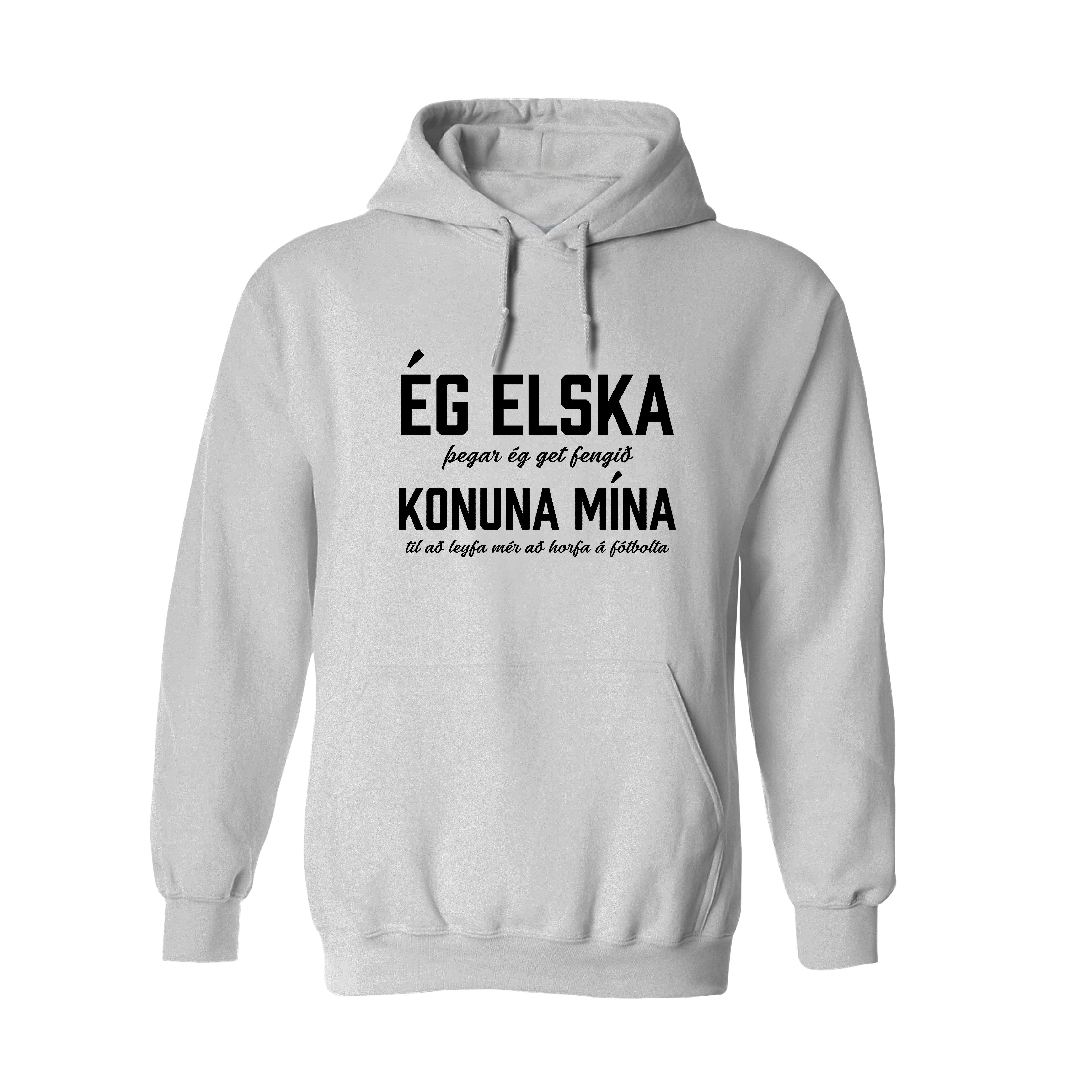 ÉG ELSKA  KONUNA MÍNA - Hettupeysa - Hvít