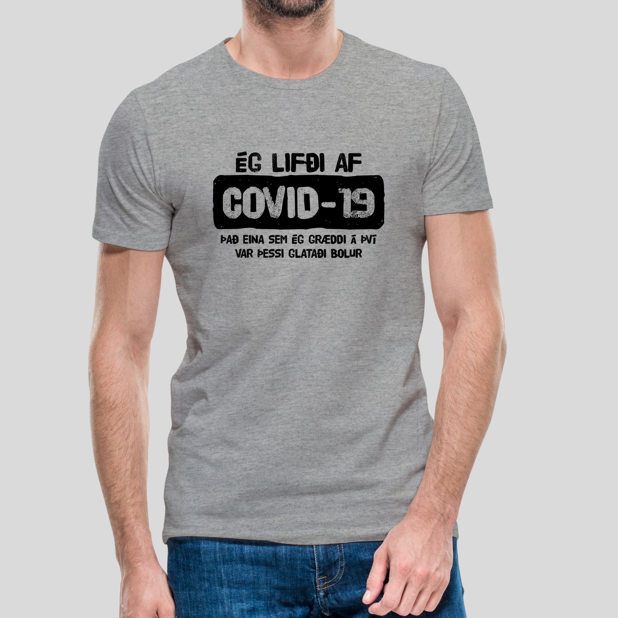 ÉG LIFÐI AF -COVID-19 - Grár bolur