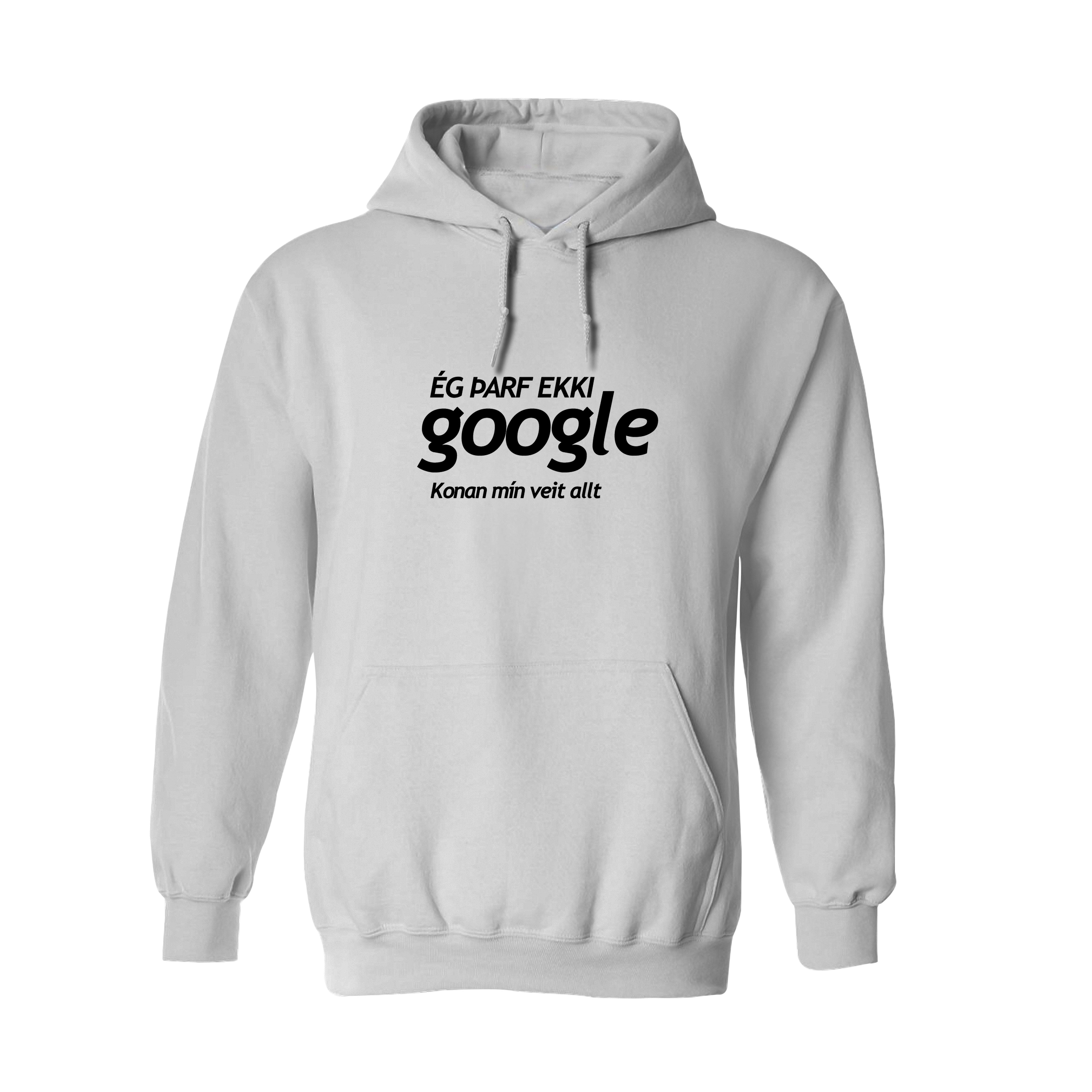 ÉG ÞARF EKKI GOOGLE - Hettupeysa - Hvít