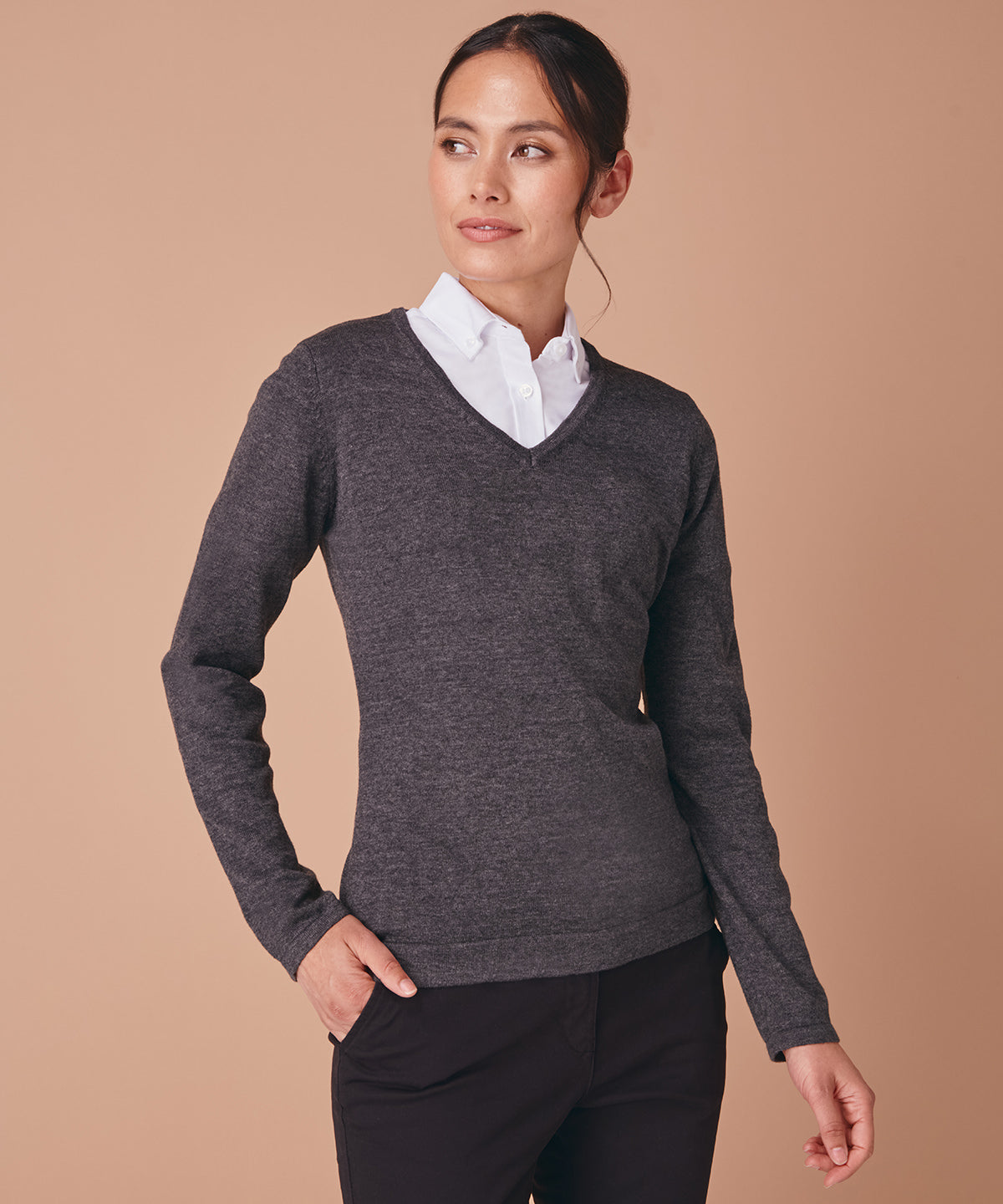 Prjónaðar peysur - Women's 12 Gauge V-neck Jumper