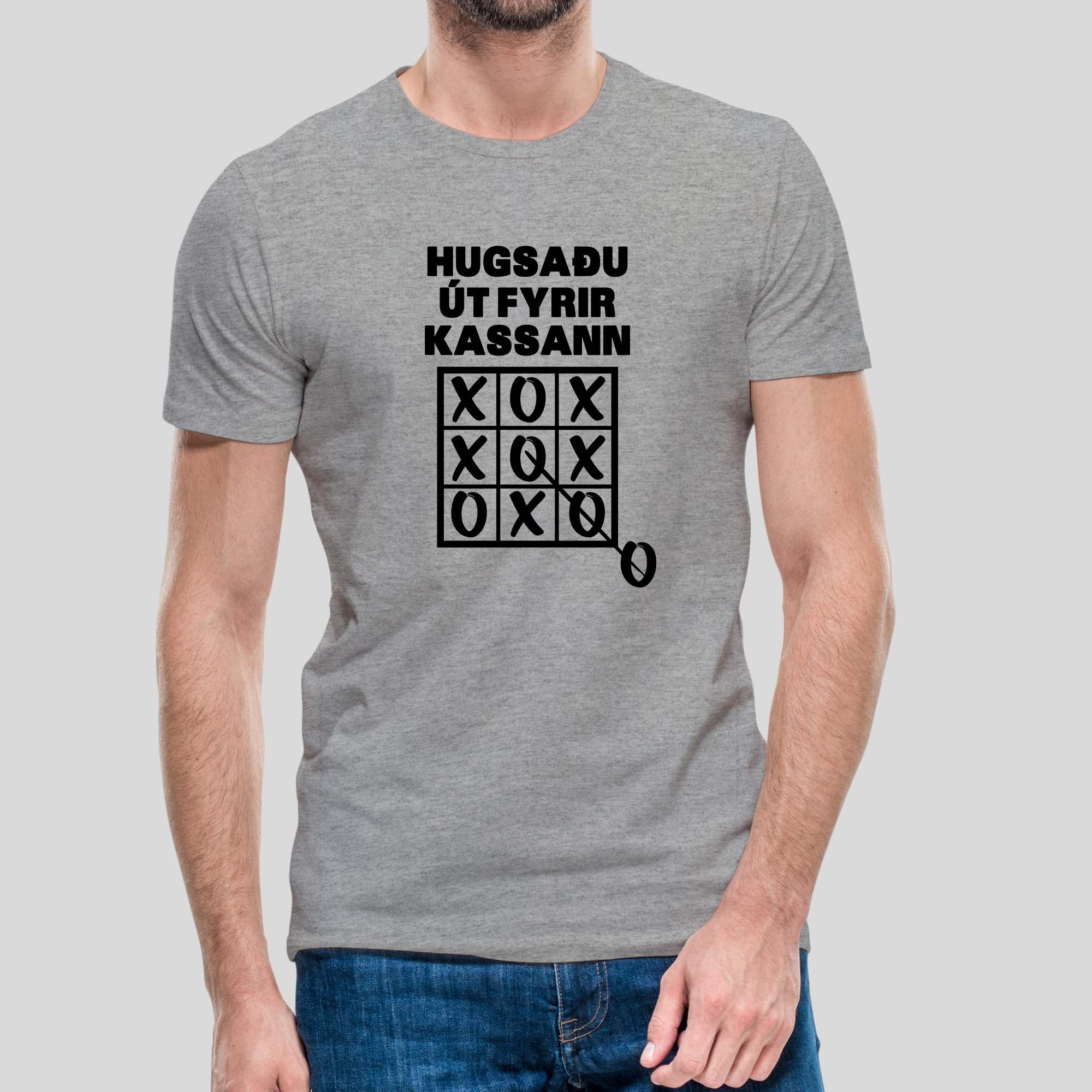 HUGSAÐU - ÚT FYRIR - KASSANN - Grár bolur