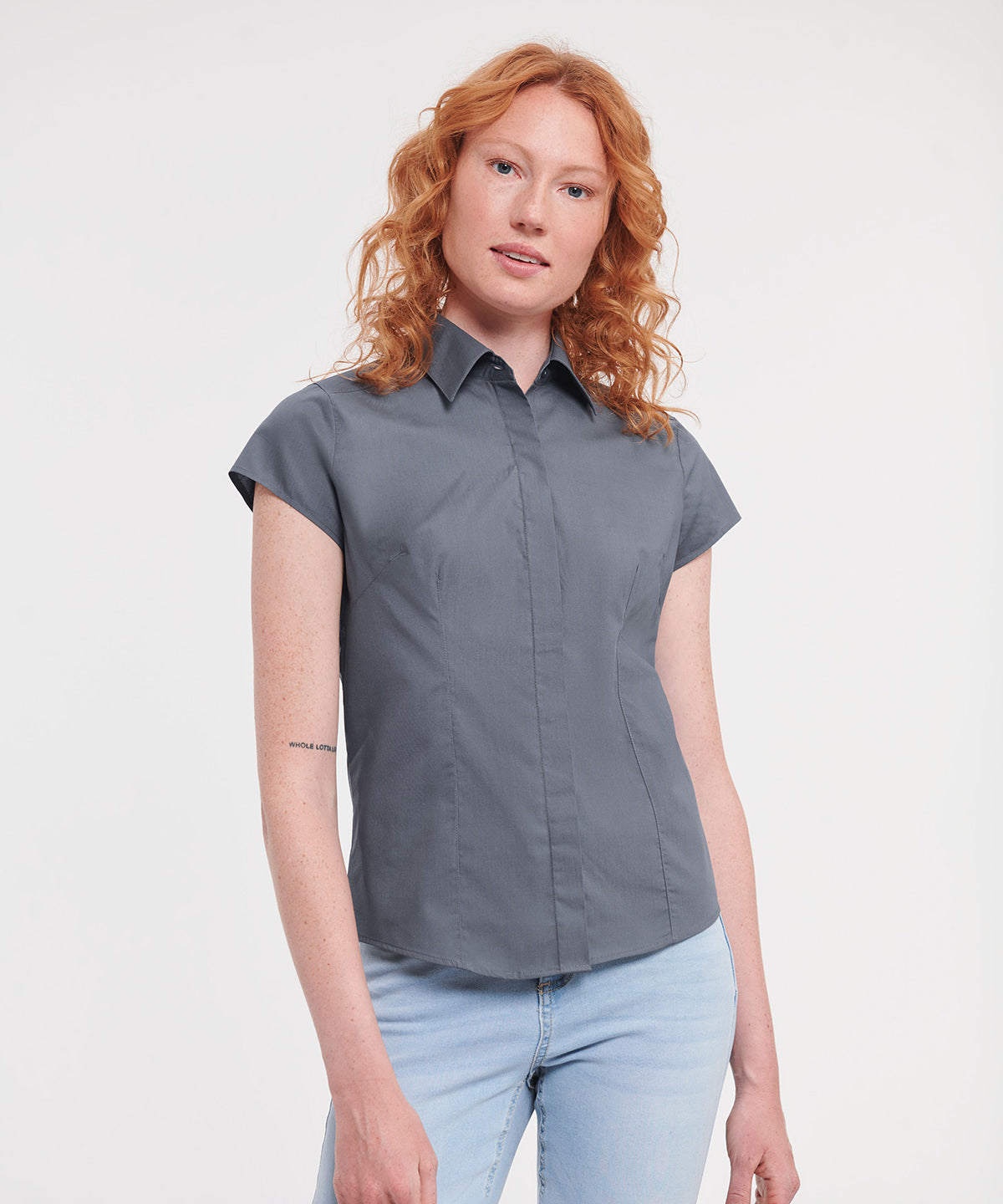 Bolir - Women's Cap Sleeve Polycotton Easycare Fitted Poplin Shirt