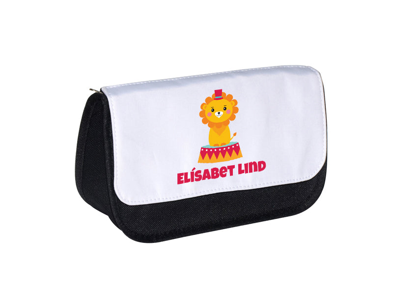 Pennaveski með sirkus ljóni og nafni barnsins