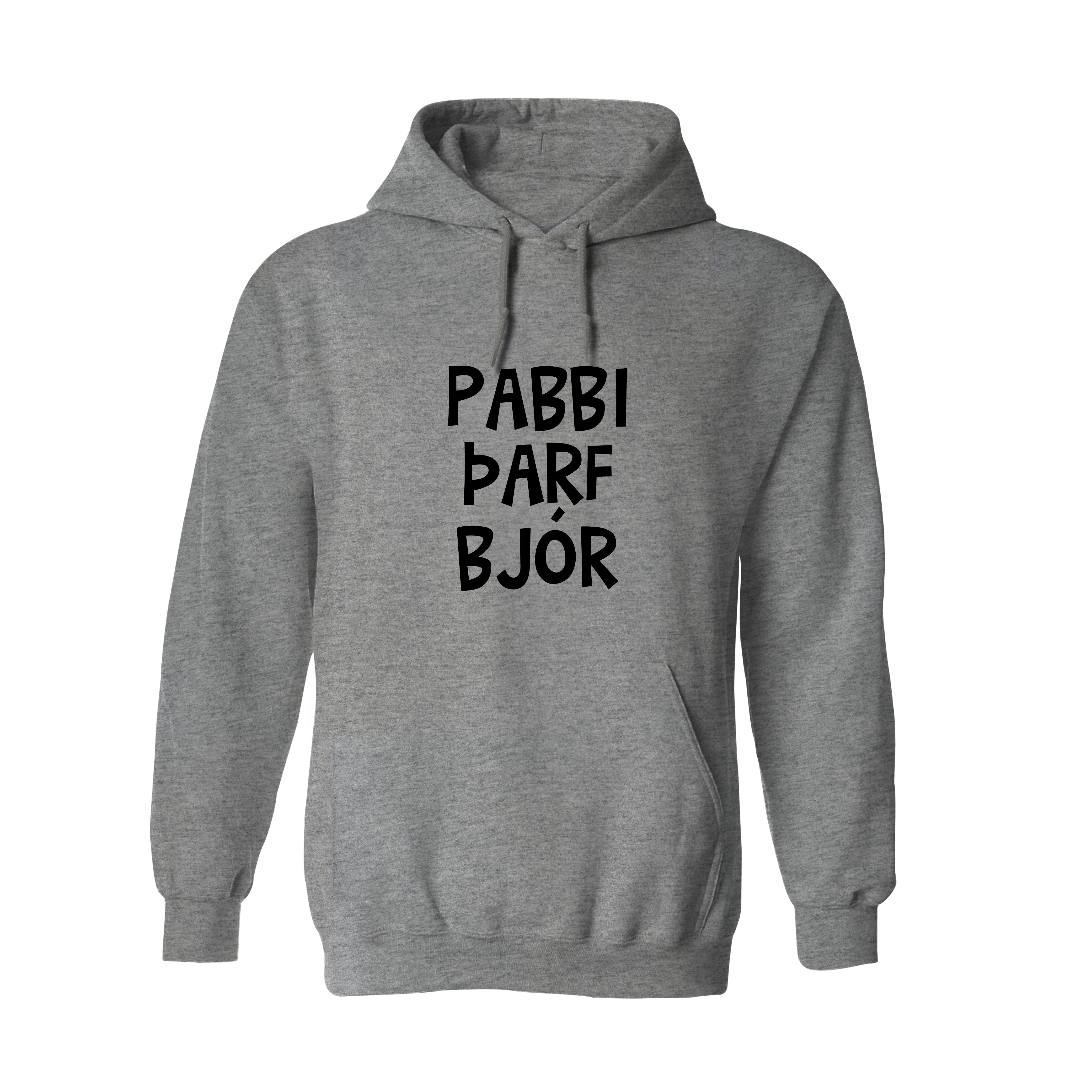 PABBI ÞARF BJÓR - Hettupeysa - Grá
