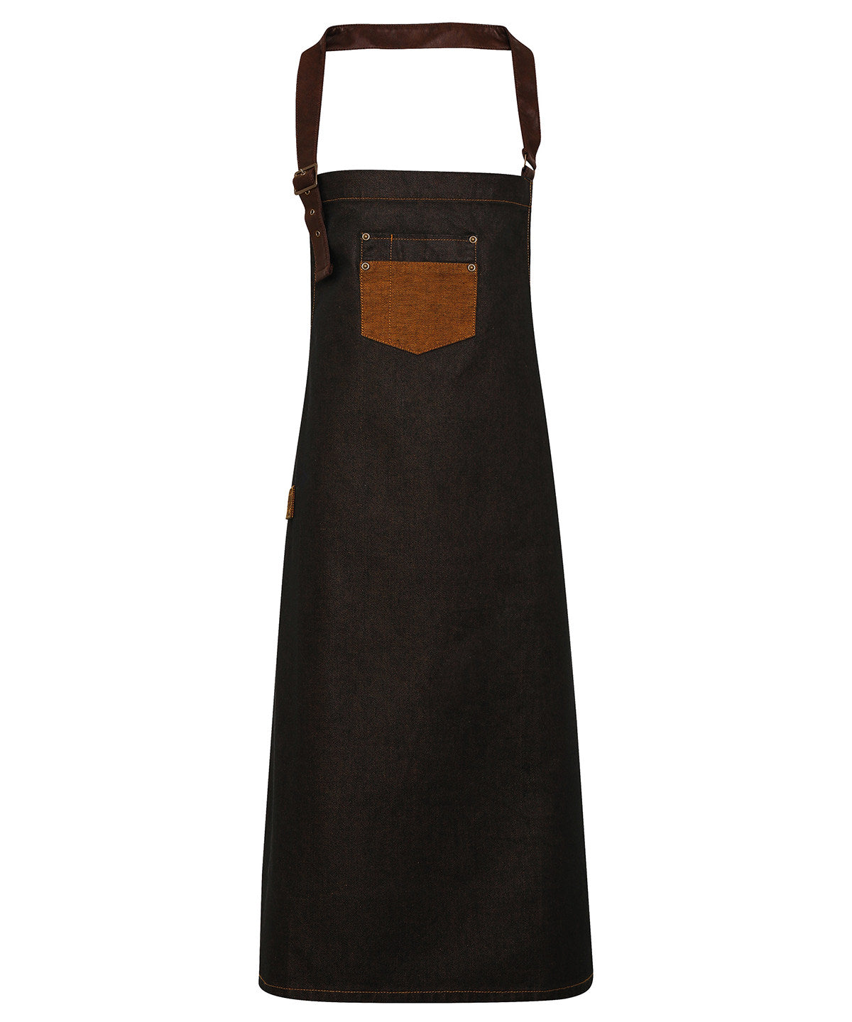 Svuntur - Division Waxed-look Denim Bib Apron With Faux Leather