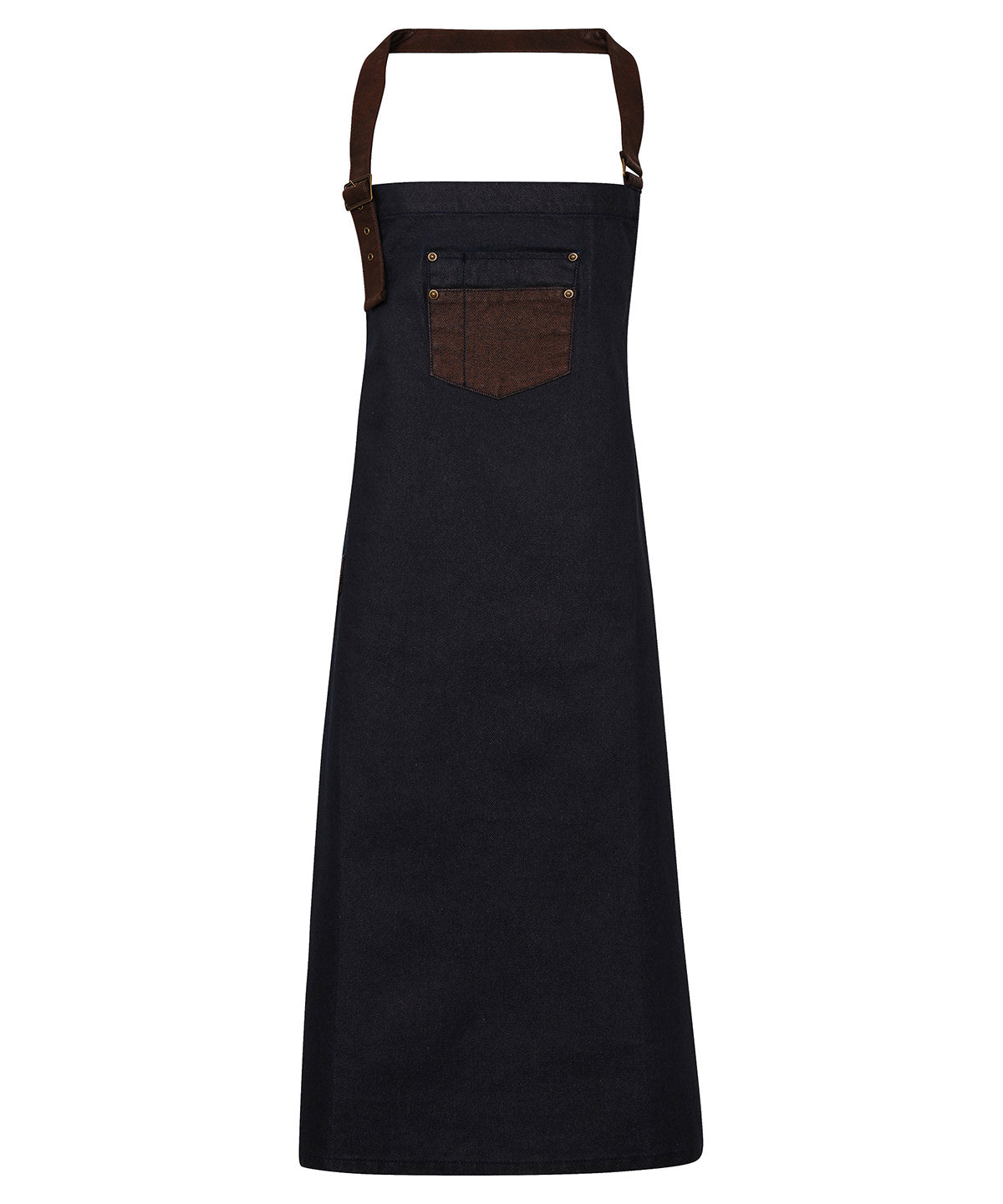 Svuntur - Division Waxed-look Denim Bib Apron With Faux Leather