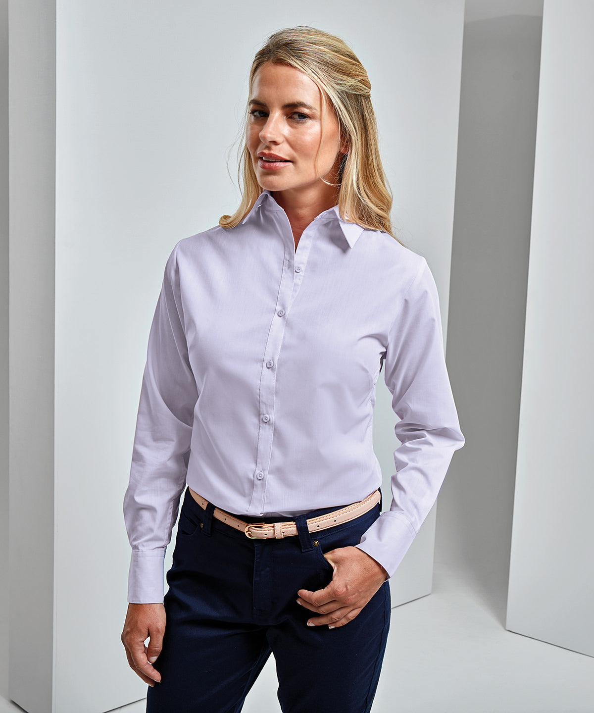 Blússur - Women's Poplin Long Sleeve Blouse
