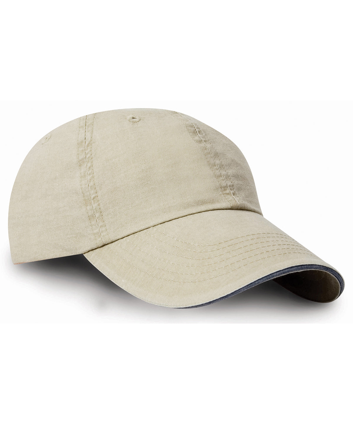Húfur - Washed Fine Line Cotton Cap With Sandwich Peak