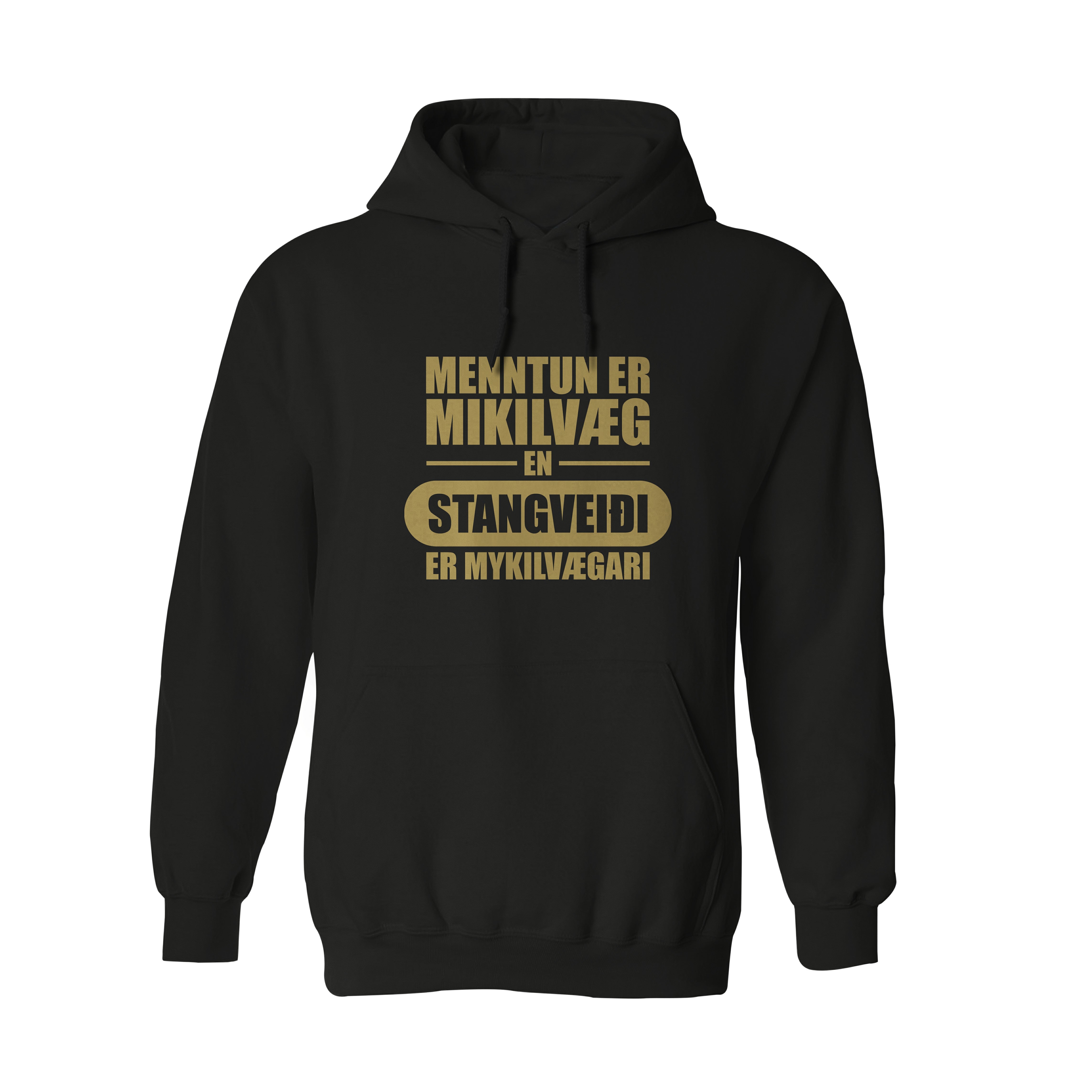 STANGVEIÐI - Hettupeysa - Svört