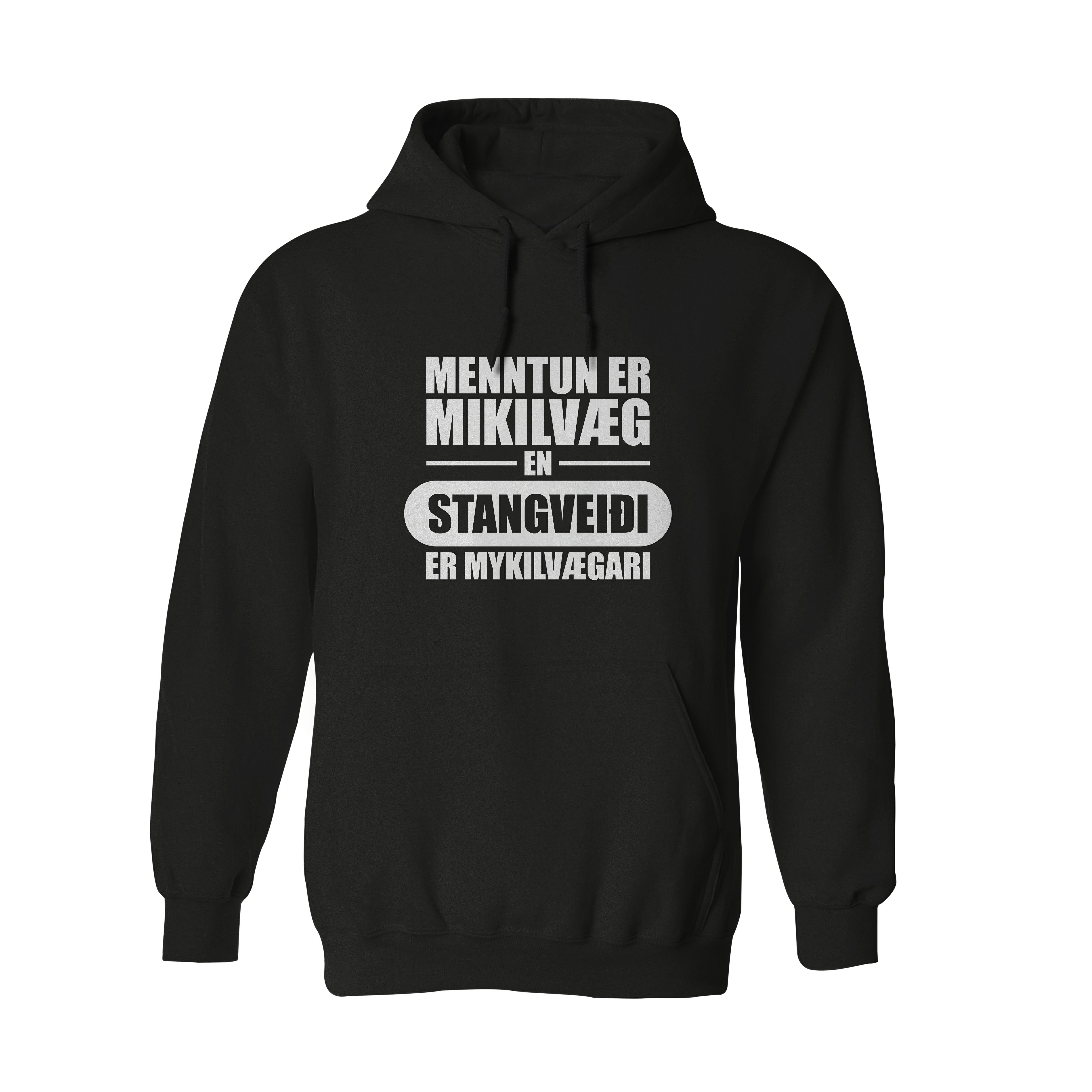 STANGVEIÐI - Hettupeysa - Svört