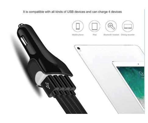 Bílahleðslutæki með 4 USB tengi
