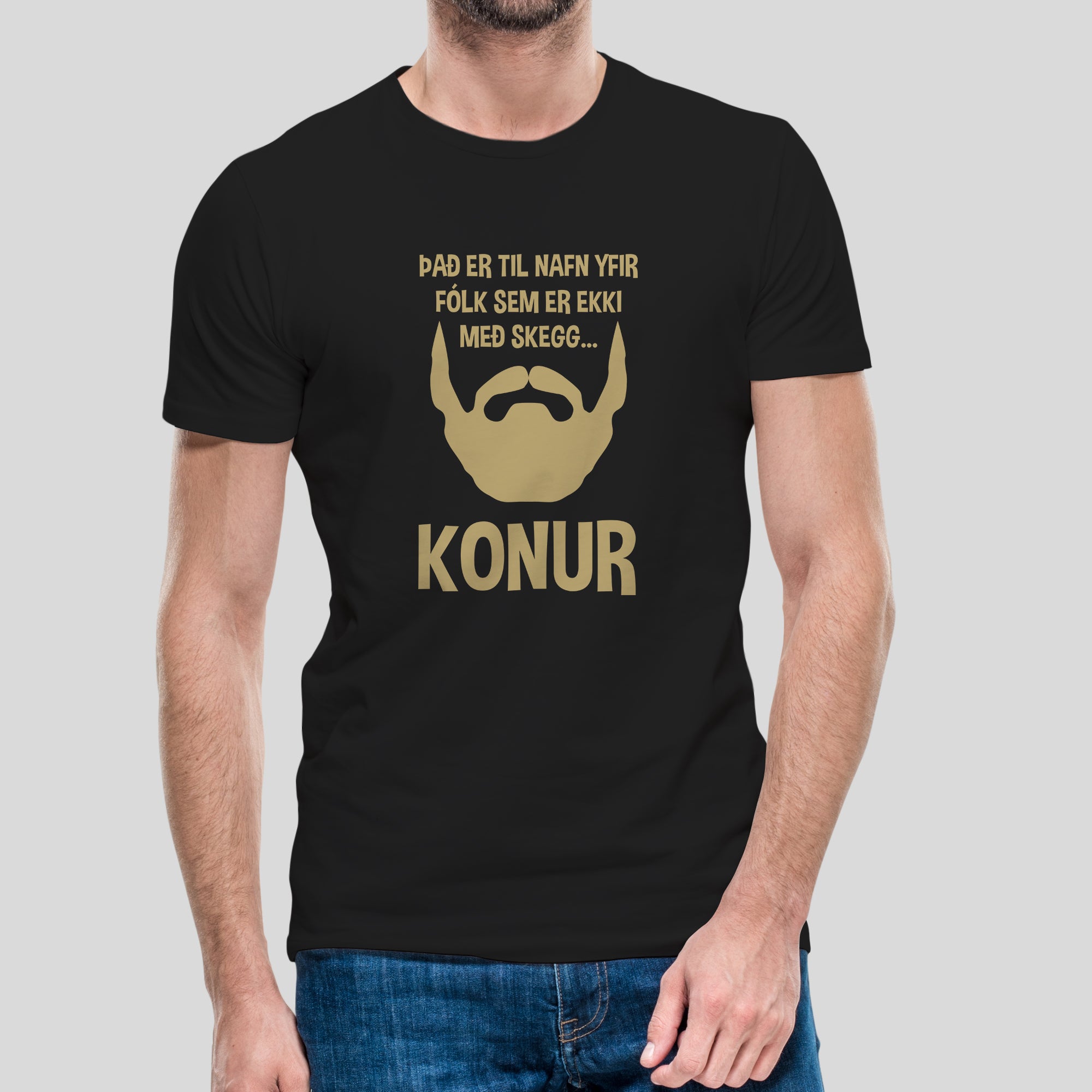 ÞAÐ ER TIL NAFN YFIR FÓLK SEM ER EKKI MEÐ SKEGG - Svartur bolur