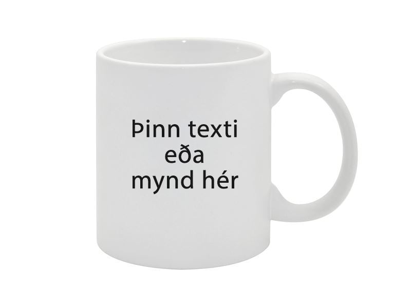 11oz hvítur bolli (mattur) - Merktu þinn bolla